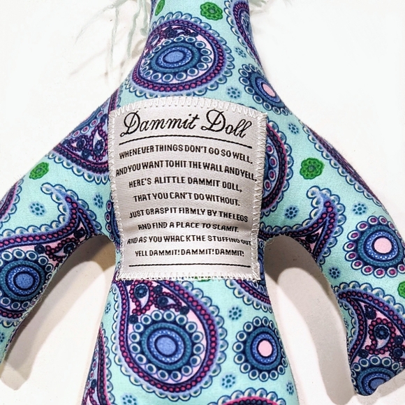 DAMMIT! DOLL Stress Relief Turquoise Blue MTI America Healthcare Paisley Design - Picture 4 of 7